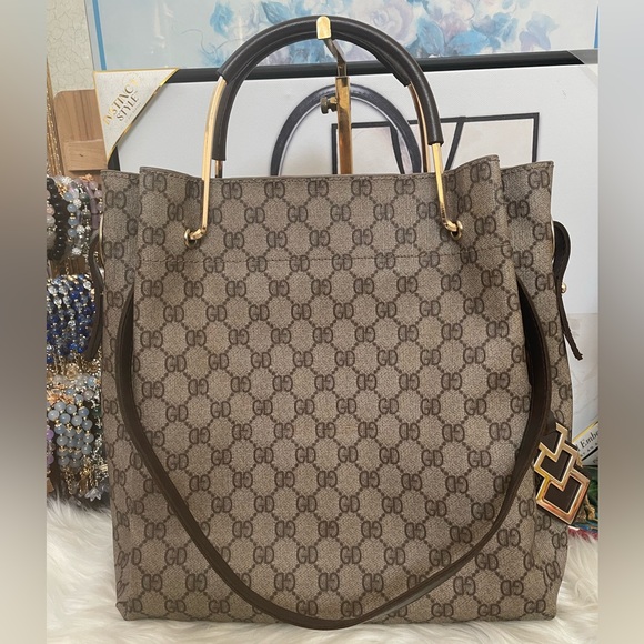 BLXIANZI GD Korea Beige and Dark Brown Monogram Tote - Picture 1 of 13